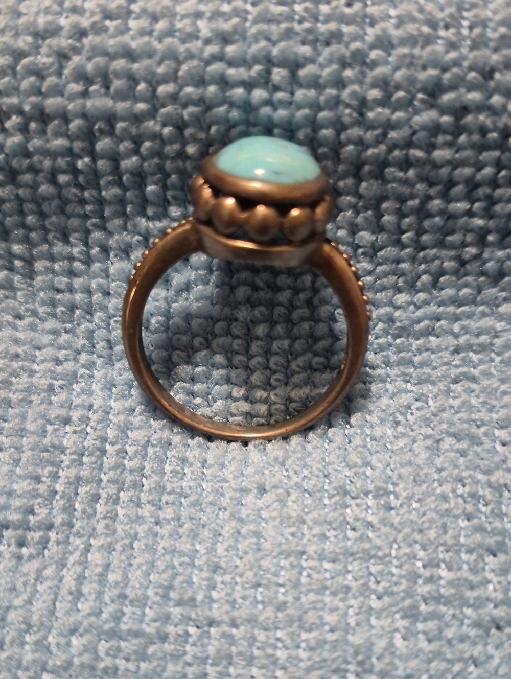Sterling Silver Turquoise Oval Ring - Elegant Blue Gemstone - Picture 14 of 15